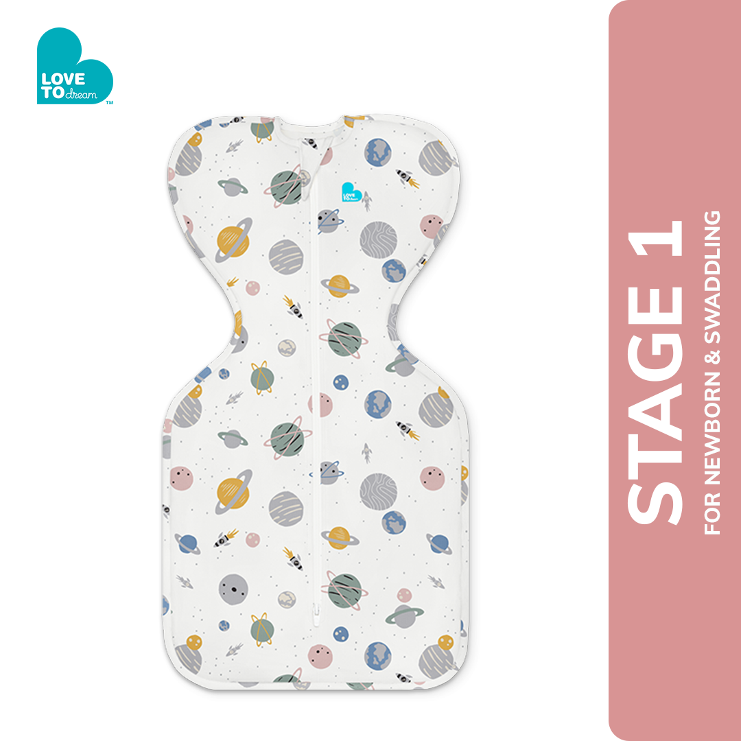 Swaddle Up™ Lite 0.2 TOG Space Print White (Designer Collection)