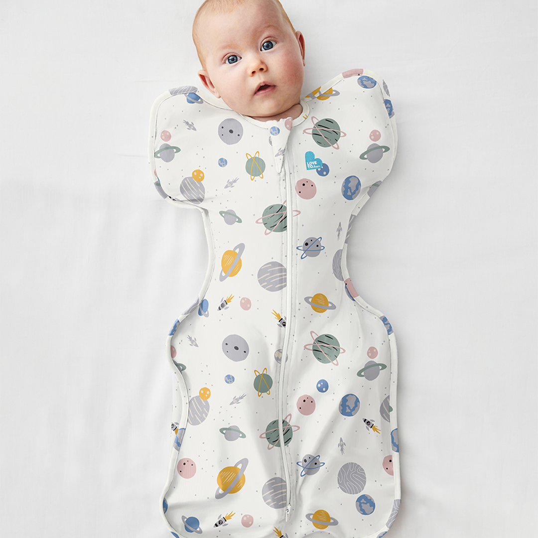 Swaddle Up™ Lite 0.2 TOG Space Print White (Designer Collection) - Image 4