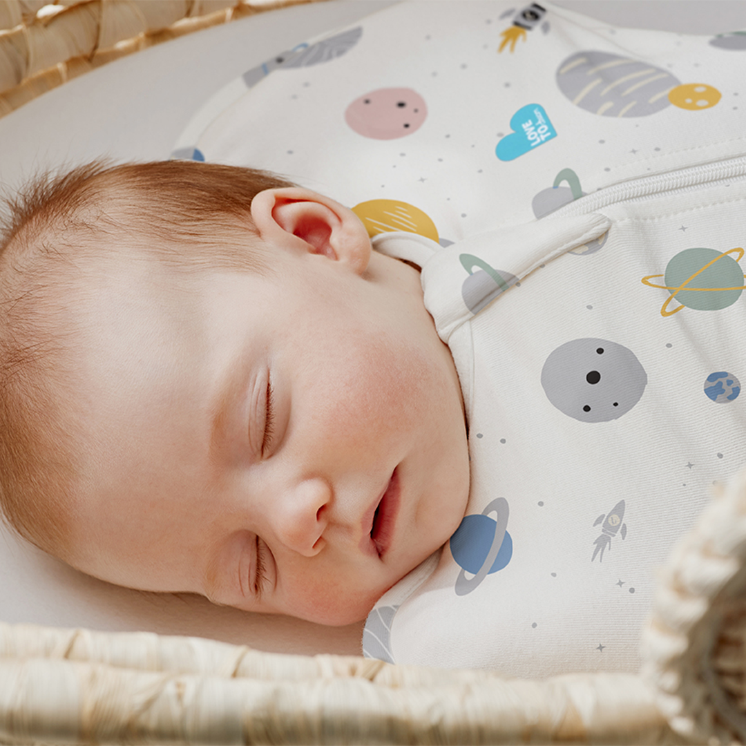 Swaddle Up™ Lite 0.2 TOG Space Print White (Designer Collection) - Image 6